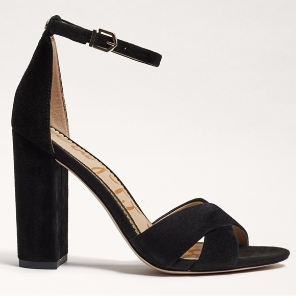 NEW Sam Edelman Yancy Ankle Strap Suede Heel Sandals - black - Picture 4 of 13